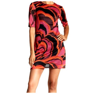 TRINA TURK MOD PRINT LASER CUT SHEATH MINI GO-GO DRESS SZ S